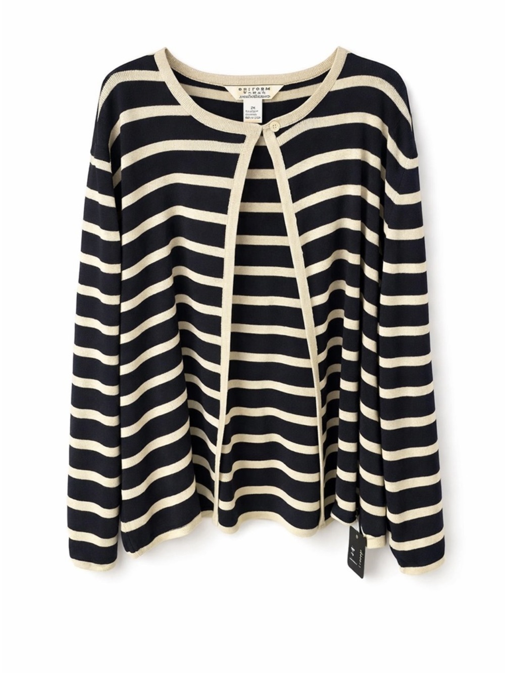 Uniform Woman by Paul Richard Black Striped Cardigan Open Front Sz. 2X